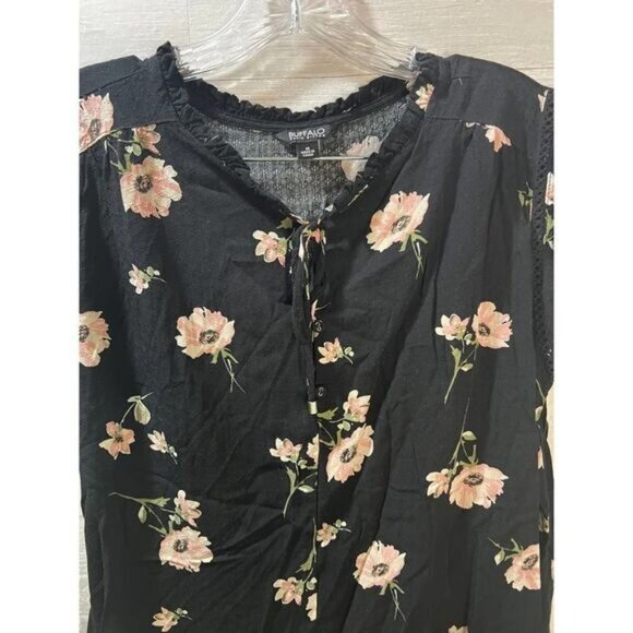 Buffalo David Bitton Womens Top Flutter Sleeve Floral Medium - Picture 4 of 5